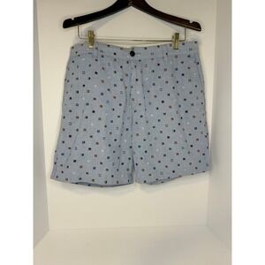 Men's Docker Shorts Size 34 Light Blue With Anchors And Flags 100%‎ Cotton.